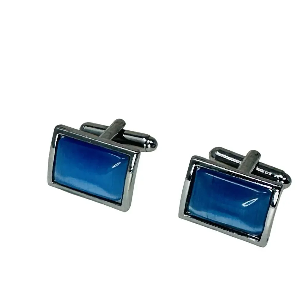 Vintage Moss Agate Silver tone Cufflinks, Cuff Links 1/2”